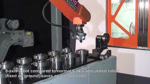 Victor Taichung Vturn 20E 2 off and Vc P106 with Elbow Robot mounted on the gantry TMTS 2016