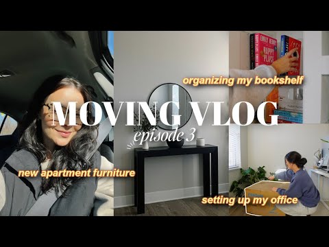moving vlog ep. 3 📦 | setting up my office, new rug and entry table, grocery haul, and more!