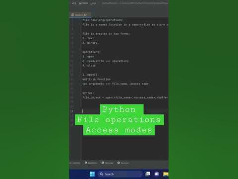 Python - file operations (read, write, append) #accessmodes #file # ...
