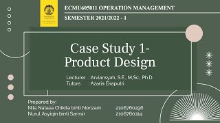Operation Management: Case Study 1- Product Design (Frito-Lay)