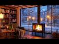 Smooth Jazz on a Winter Night ❄️ Cozy Café & Fireplace Sounds NO ADS