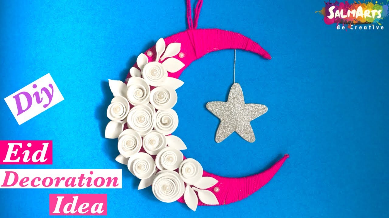 Diy eid decoration idea | diy eid craft ideas | diy crescent moon wreath | diy wall hanging