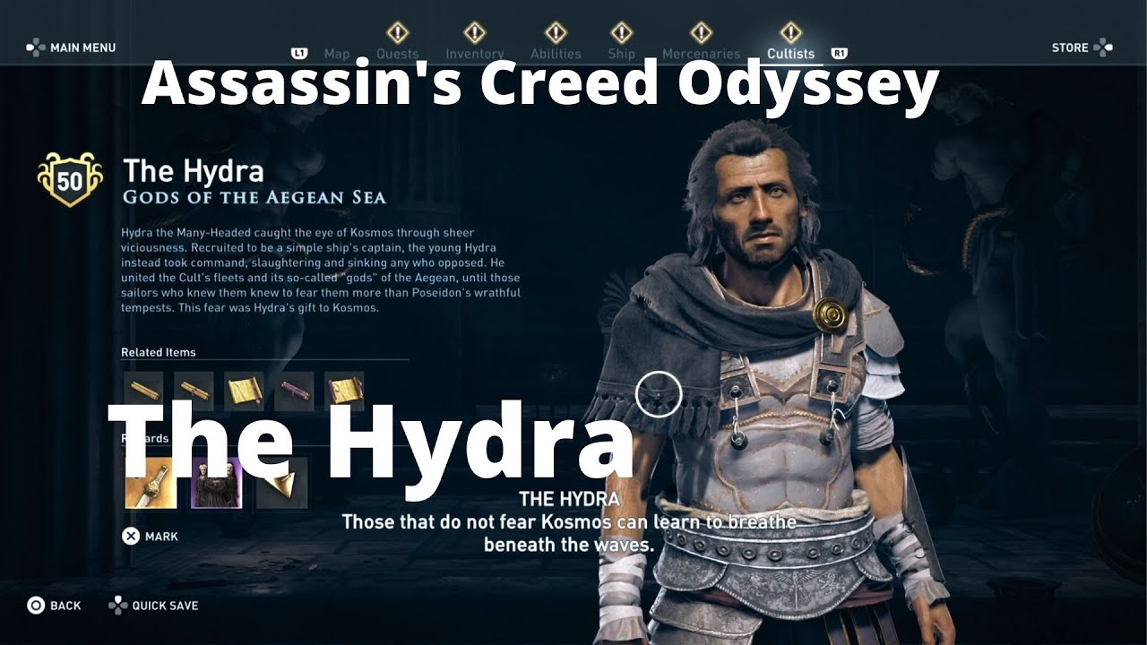 Assassin's Creed Odyssey The Hydra Sage The Gods of the Aegean Sea (Cultist) (At Sea) YouTube