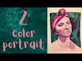 Painting a watercolor portrait with 2 colors 💗💚 ~ Beam Paints