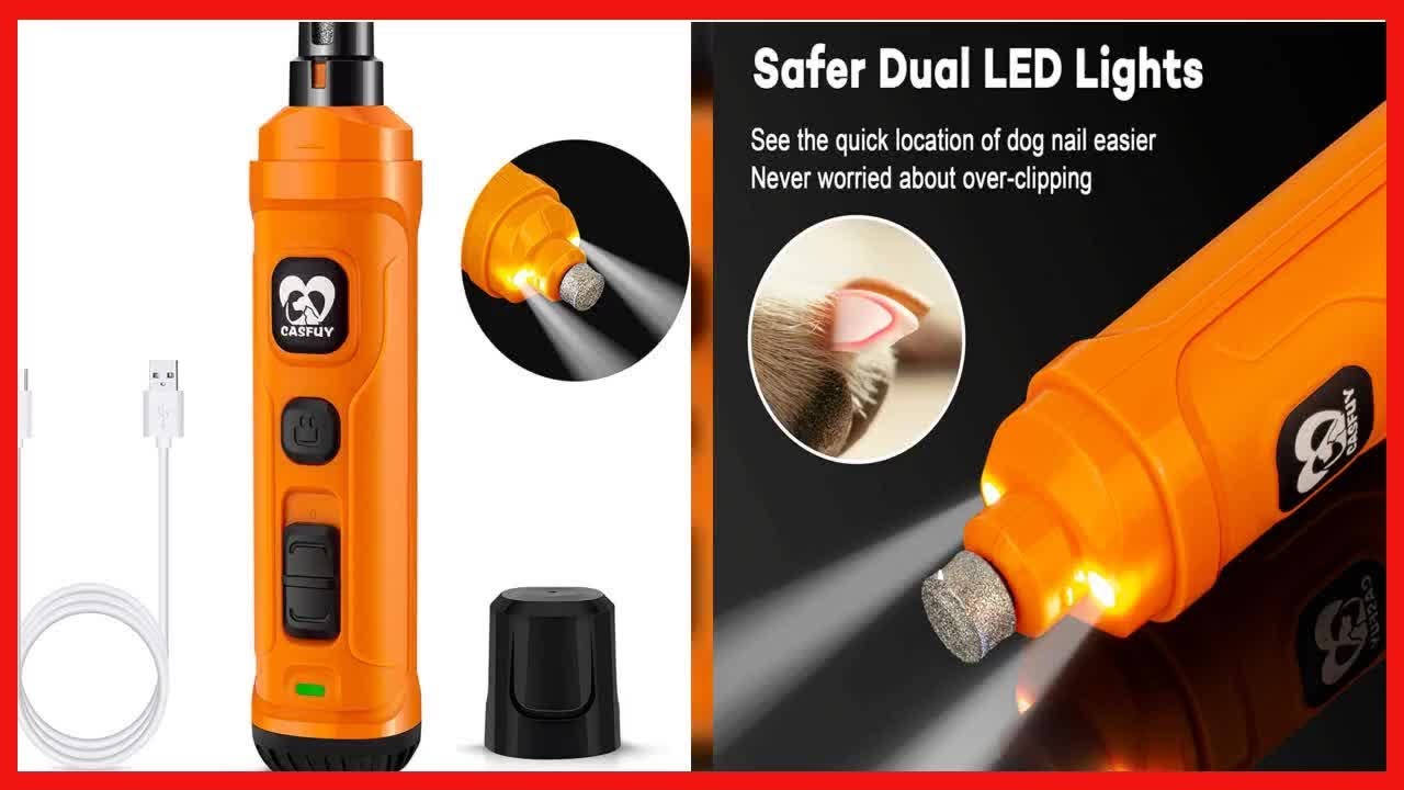 Casfuy Dog Nail Grinder with 2 LED Light New Version 2Speed Powerful