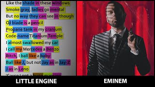 Eminem  Little Engine rhyme Scheme Highlighted