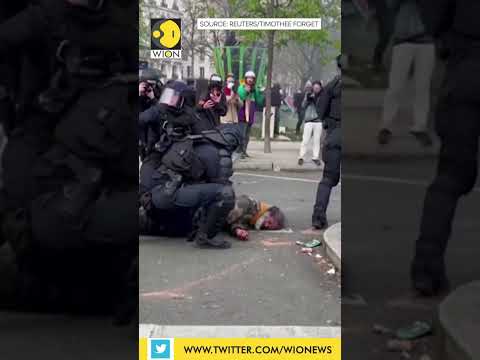 Riot police knock man unconscious during protest in Paris I WION Shorts