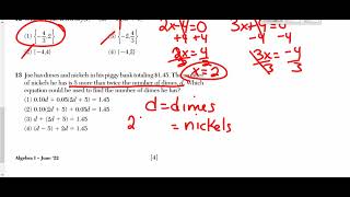 June 2022 Part I Algebra I regents video
