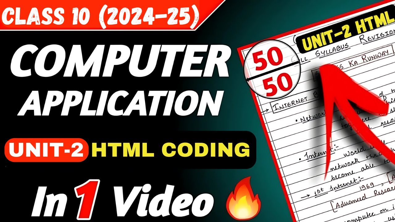 Computer Application Unit 2 HTML CODING | Class 10 Computer Application ...