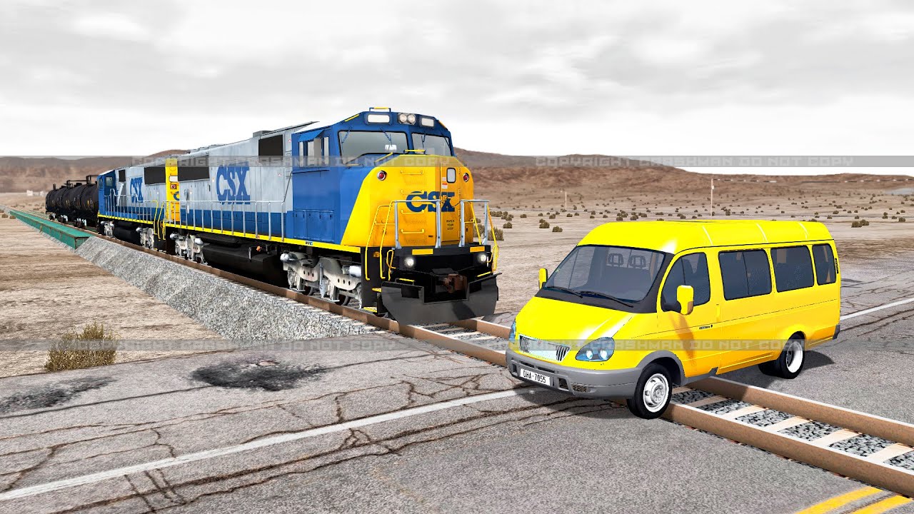 School Bus VS Train crashes #4 BeamNG Drive #shorts