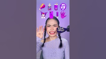 ASMR Mukbang 💜☔️😈 Eating Random Purple Food Color #funny #shorts #mukbang #eating #food