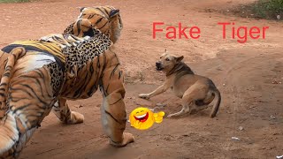 Fake tiger prank to dog | try not laugh challenge very funny in 2021