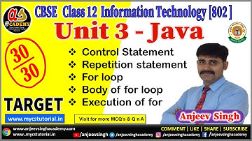 Class 12 Information Technology Unit 3 Java Fundamental Part 5 for loop | Information Technology 802