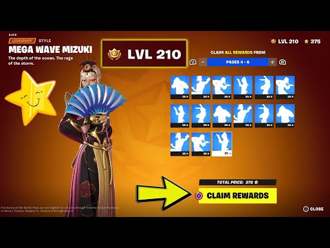 LEVEL 210 Spending ALL My Fortnite Battle Stars Unlocking ALL The FREE Bonus Battlepass Skin Styles