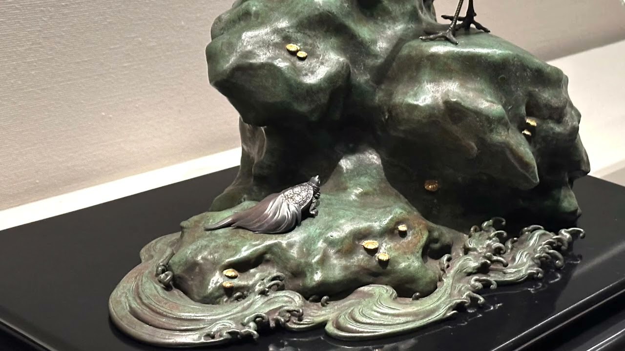 蔵出し　骨董　龍手彫り硯　水岩石如神　蔵之房珍 美術品鑑賞第406回【岩上鶴亀】加藤龍雄－皇居三の丸尚蔵館収蔵 - YouTube