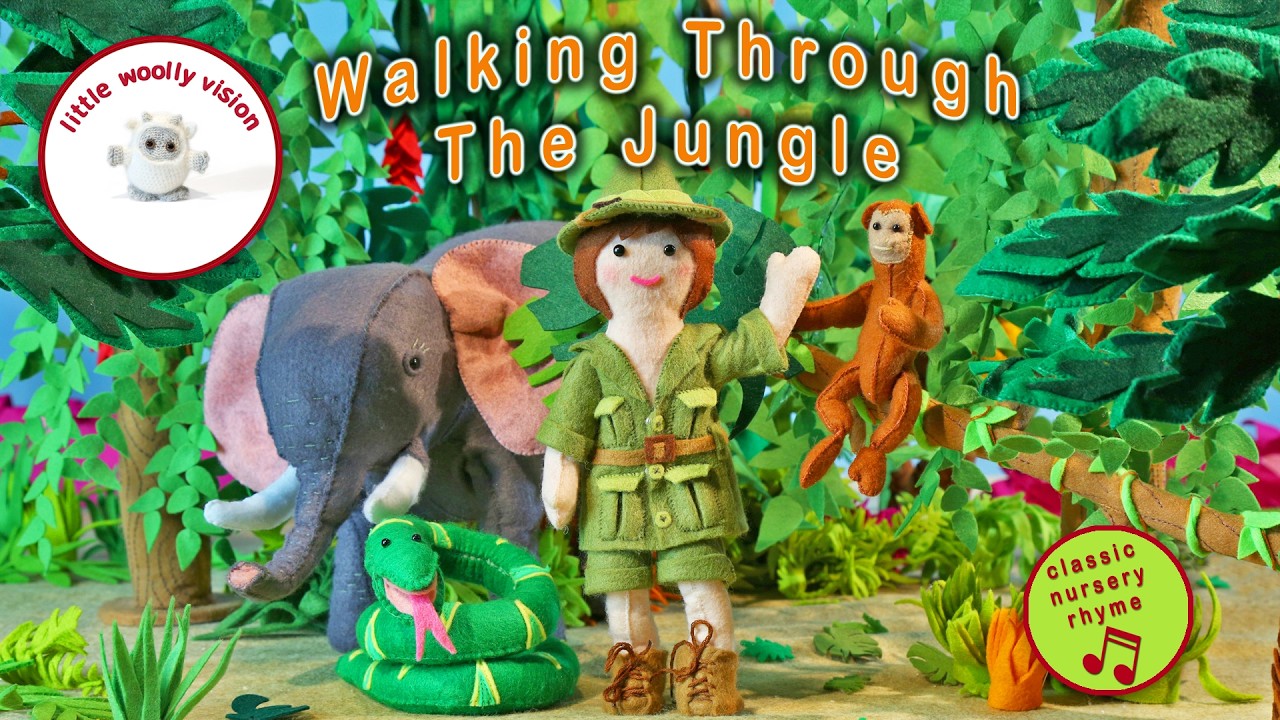 Walking Through The Jungle | Little Woolly Vision - Stop-Motion Animated Nursery Rhymes & Kids Songs