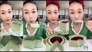 녹차케이크, 녹차 초콜릿, 초코 찹쌀떡 tea cake,  신기한 케이크먹방 다양한 케이크먹방 MUKBANGSHOW EATINGSHOW #81 食べる,咀嚼音 声控吃播