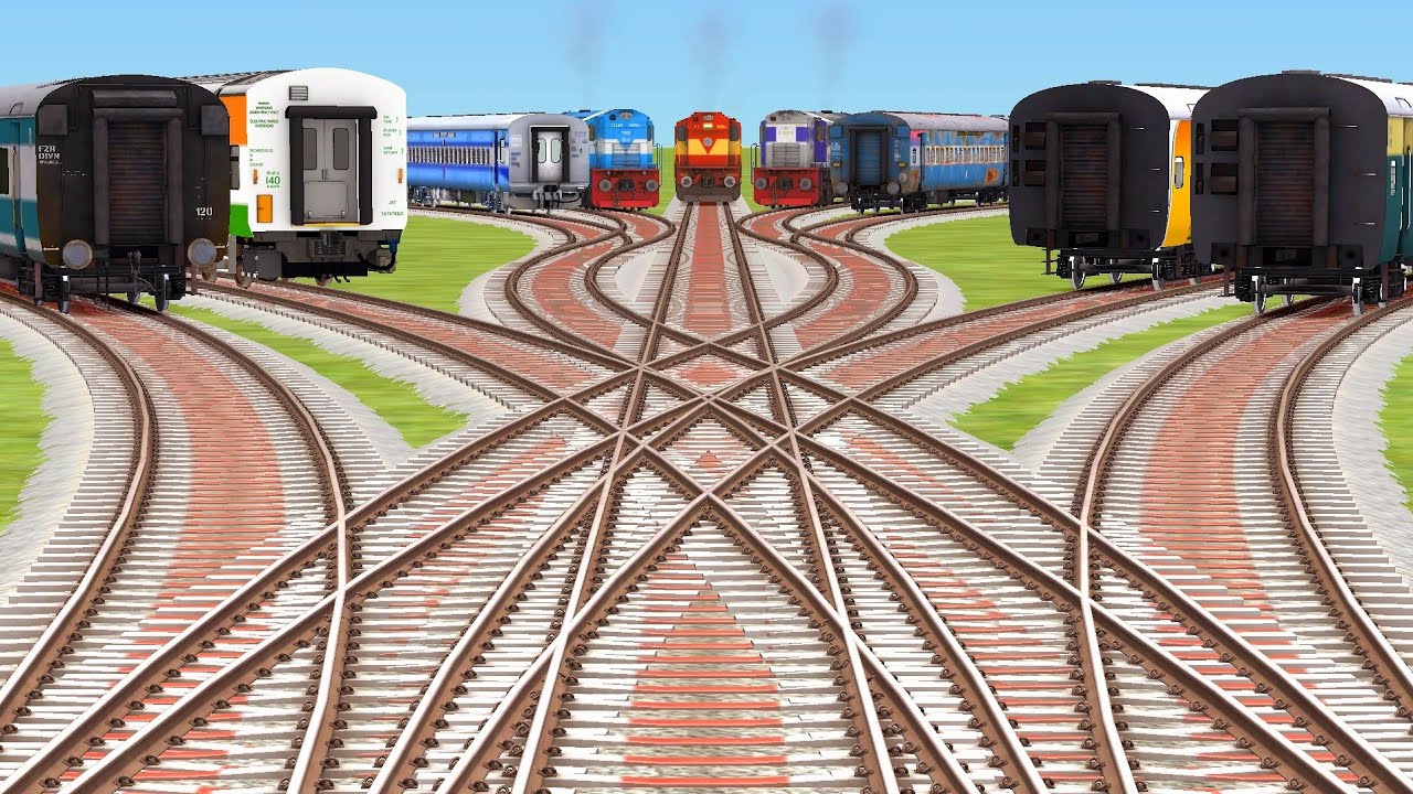 9×Trains And Railroads Gameplay 🟣 || Grandient 3D Bumpy Forked Railways ...