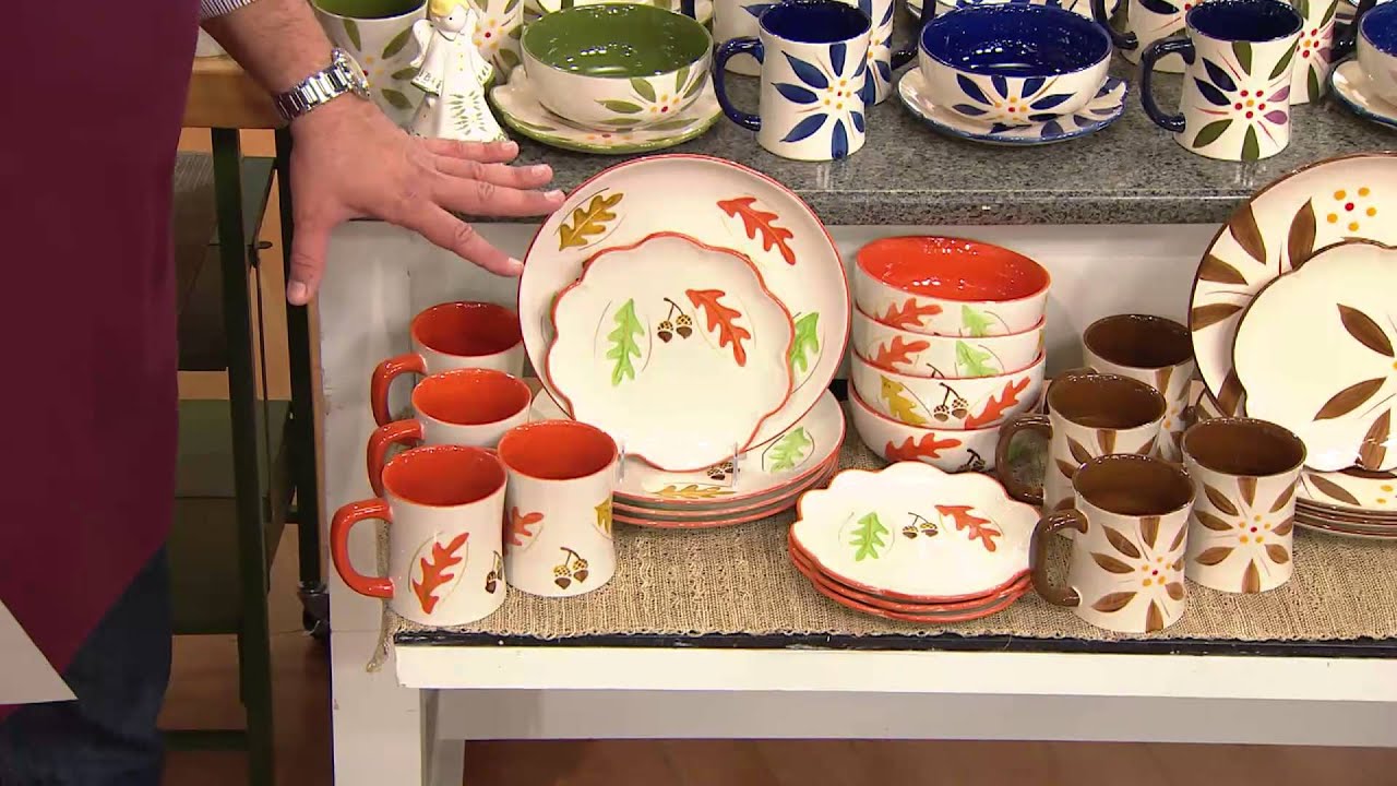 Temptations Hand Painted Stoneware 16pc. Dinnerware Set with David
