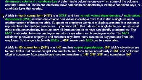 SQL 145 Database Normalizing, Fourth and Fifth Normal Form