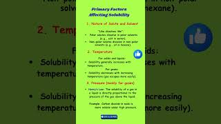 Unlocking the Secrets of Solubility! | Primary Factors Affecting Solubility | #chemistry