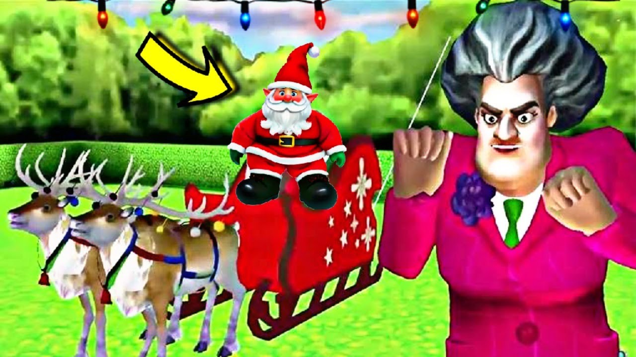 المعلمة الشريرة حبست بابا نويل l لعبة المعلمة الشريرة scary teacher 3d