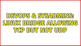 DevOps & SysAdmins: Linux Bridge allowing TCP but not UDP (2 Solutions!!)