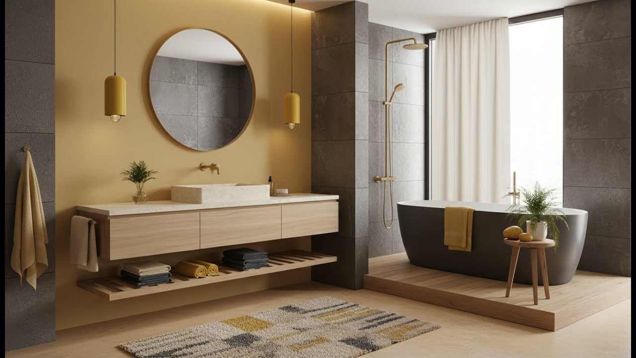 Yellow and Gray Bathroom Ideas That Feel Bright, Modern & Stylish Without Looking Overdone