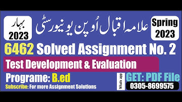 aiou code 6462 solved assignment No 2 Spring 2023 || aiou 6462 solved assignment 2023 Bed PDF