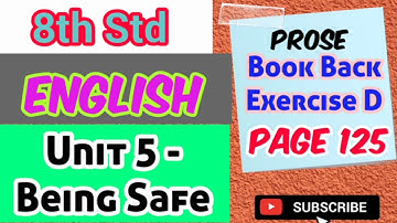 8th Std English | Unit 5 -Being Safe | Book Back Exercise - Page 125