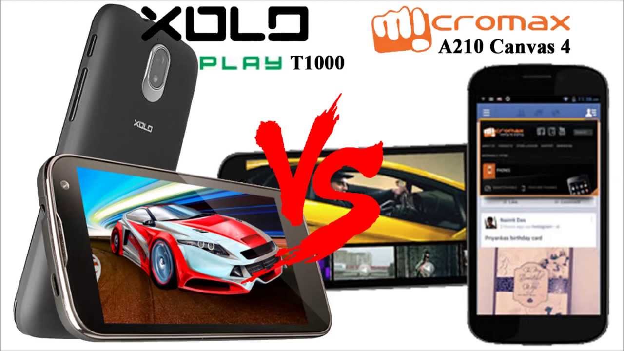 Xolo Play T1000 vs Micromax A210 Canvas 4 head to head comparison with Price