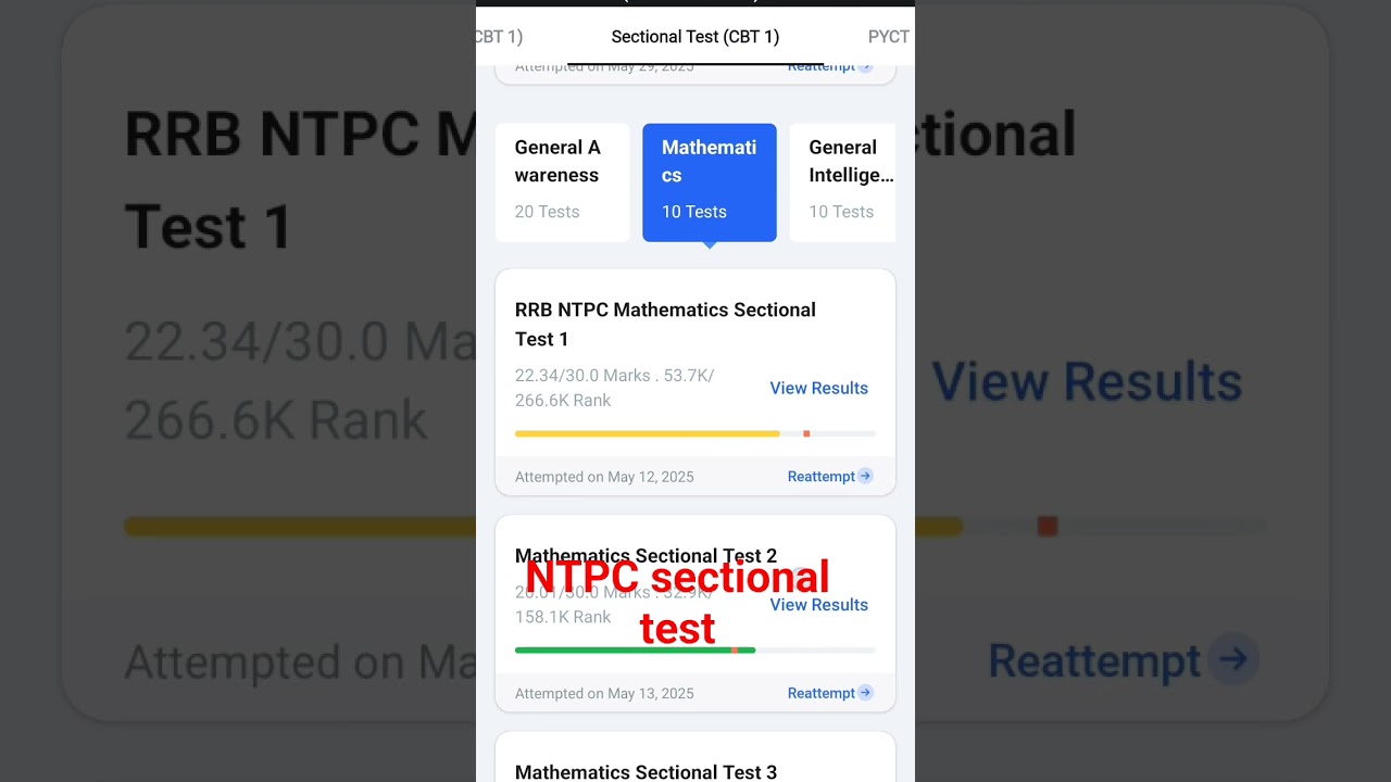 NTPC sectional test maths 