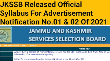 JKSSB Released Official Syllabus For Adv.No.01& 02 Of 2021.Know Your   Complete Syllabus SKNEduTech