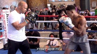 ERROL SPENCE WORKING OUT ON THE MITTS 1 WEEK BEFORE SHAWN PORTER FIGHT