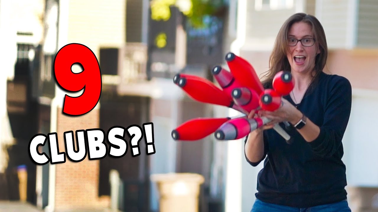 i tried JUGGLING 9 CLUBS?! + contest giveaway!! YouTube