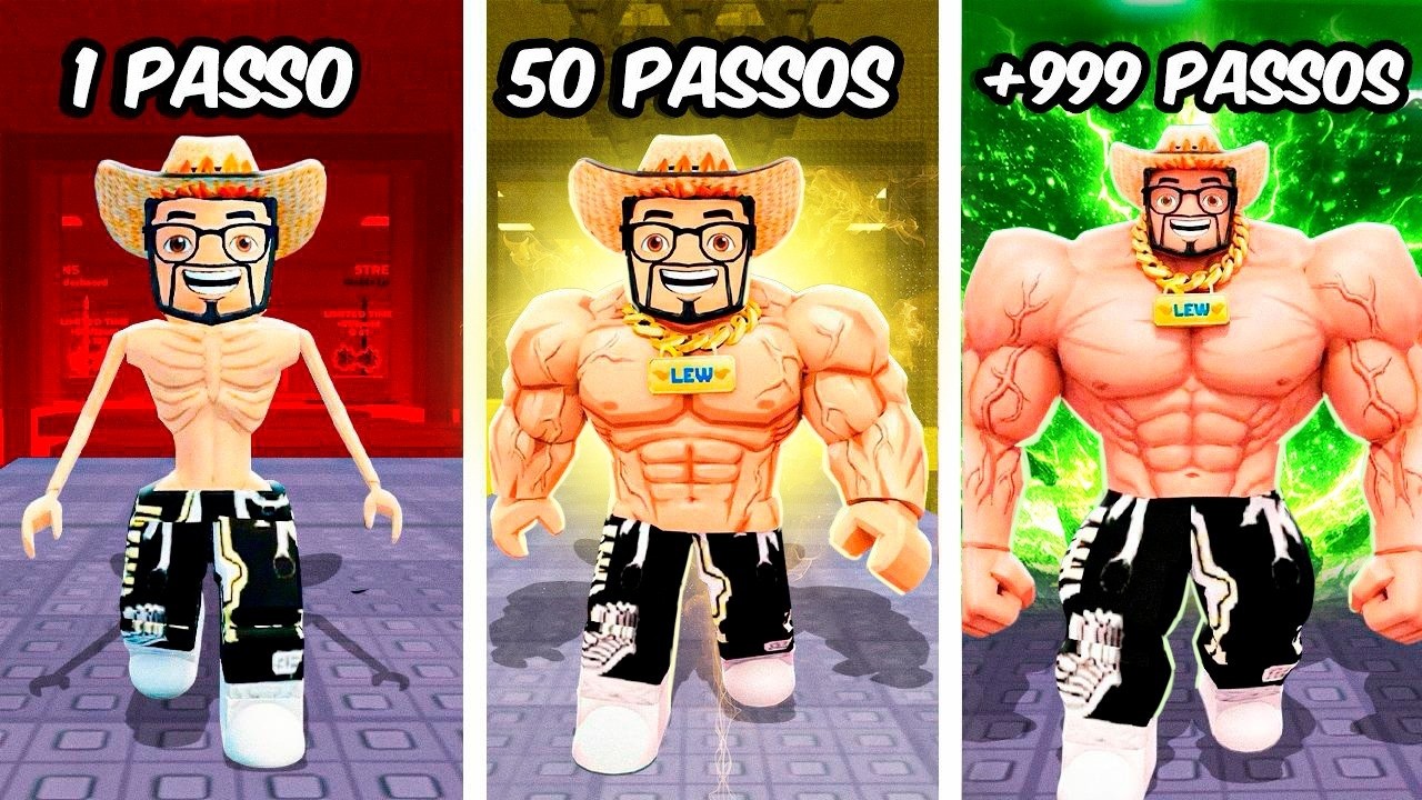 COMECEI FRACO… MAS A CADA PASSO FIQUEI MAIS MUSCULOSO NO ROBLOX 💪