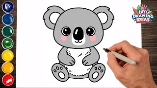 How To Draw A Cute Koala Bear - Easy Kawaii Drawing For Kids & Beginners