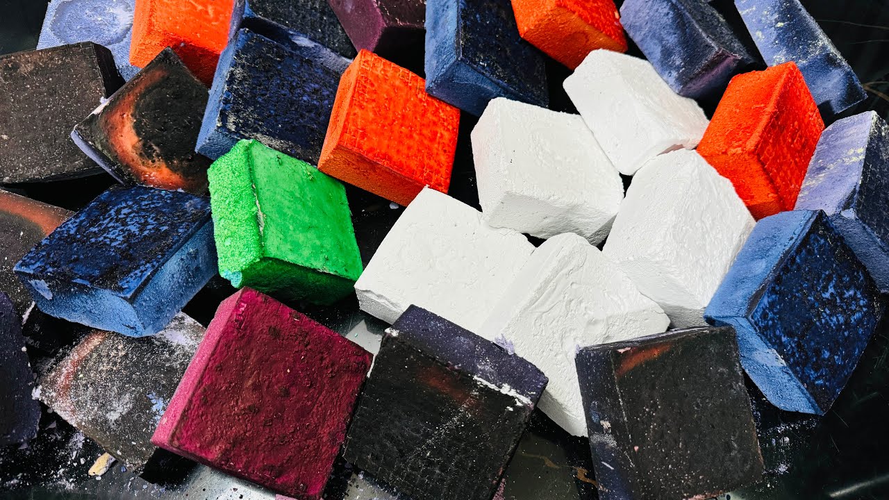 Different Colour Satisfying Dyed Chalk ASMR Crush | Colourful Chalk Block in Focus