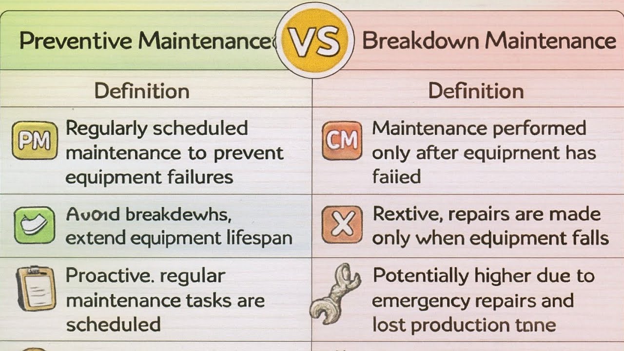 key differences between preventive maintenance and breakdown ...