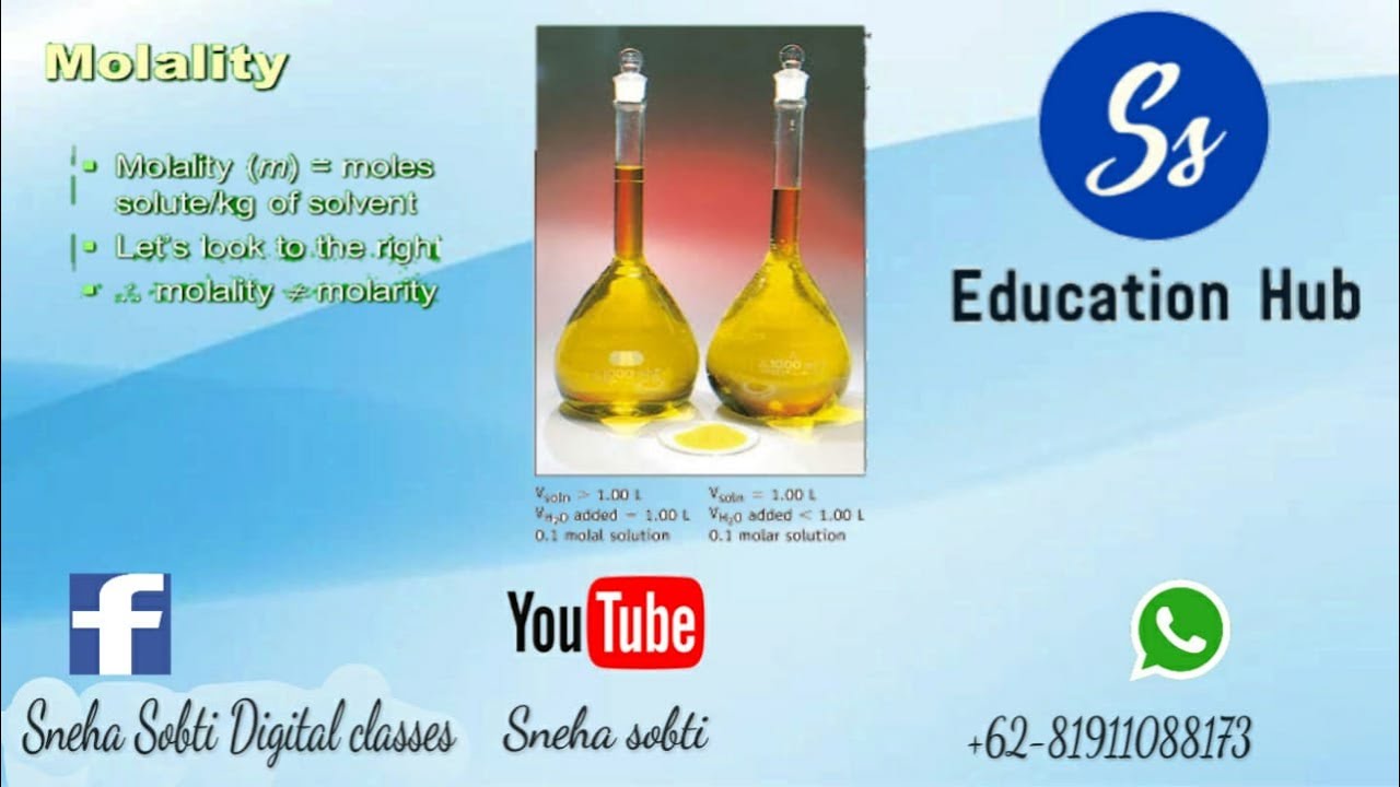 How to Calculate Molality Given moles, density, molarity- Chemistry Class11,12 #