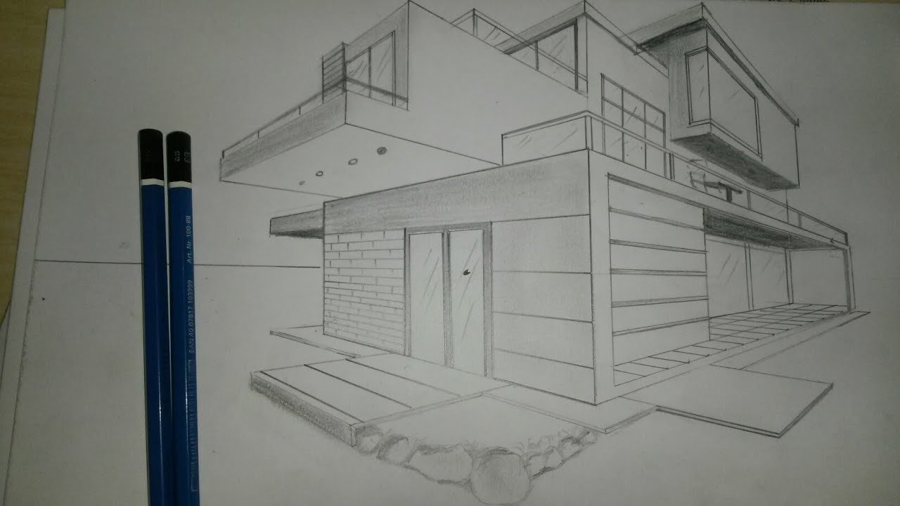 How to Draw a Modern House in Two Point Perspective: my imajination ...