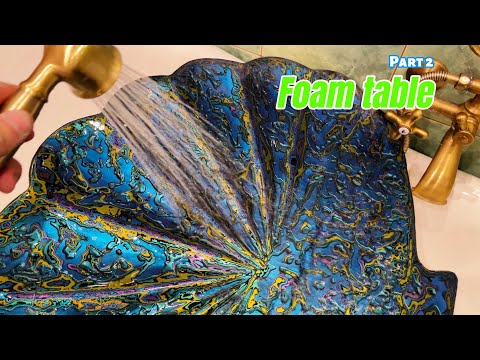 Making a Styrofoam Table in the Shape of a Shell. Part 2. Creating an Imitation Abalone Shell Design