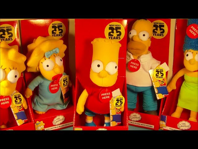 THE SIMPSONS 25th ANNIVERSARY COMPLETE SET OF 5 ELECTRONIC TALKING PLUSH  DOLLS VIDEO REVIEW 