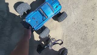 Bashing the arrma outcast 4s testing servosaver mod. Servosaver from losi lmt