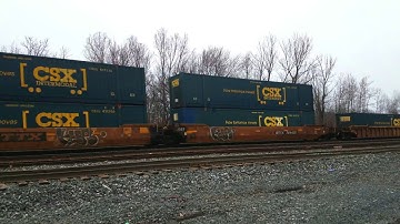 Big CSX Double Stack Train Heads East 4K UHD