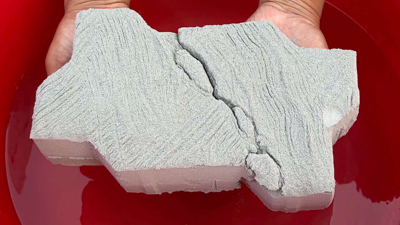 ASMR Very Soft Dusty 🤤✨Pure Cement Satisfying Brick 🧱 Crumble on lots of water 🌊🌊🌊💦🌊