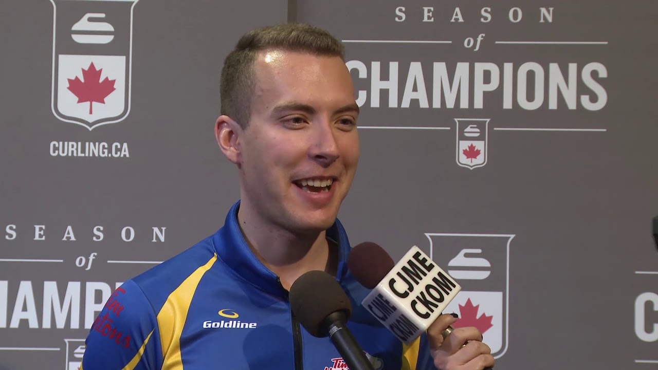 2018 Tim Hortons Brier - Media Scrum - Draw 14 ice cube