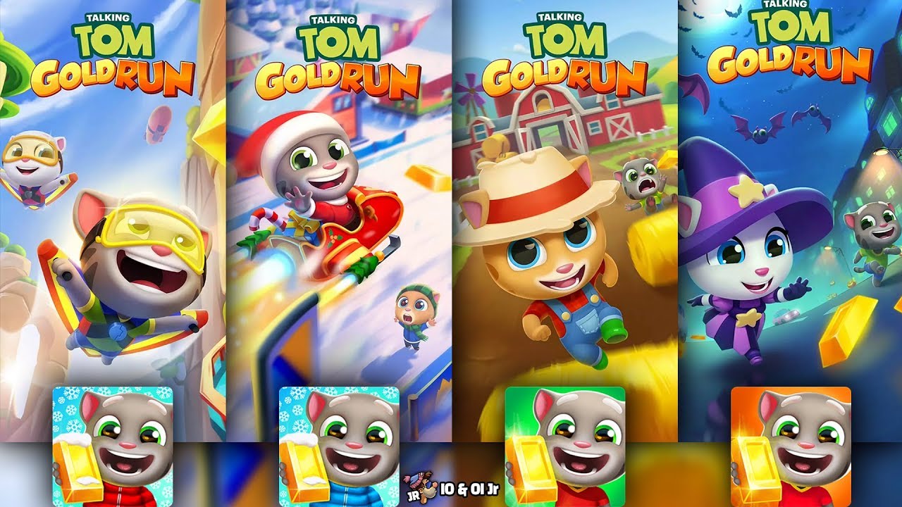 Talking Tom Gold Run - GENERAL TOM vs SANTA TOM vs FARMER GINGER vs WITCH ANGELA