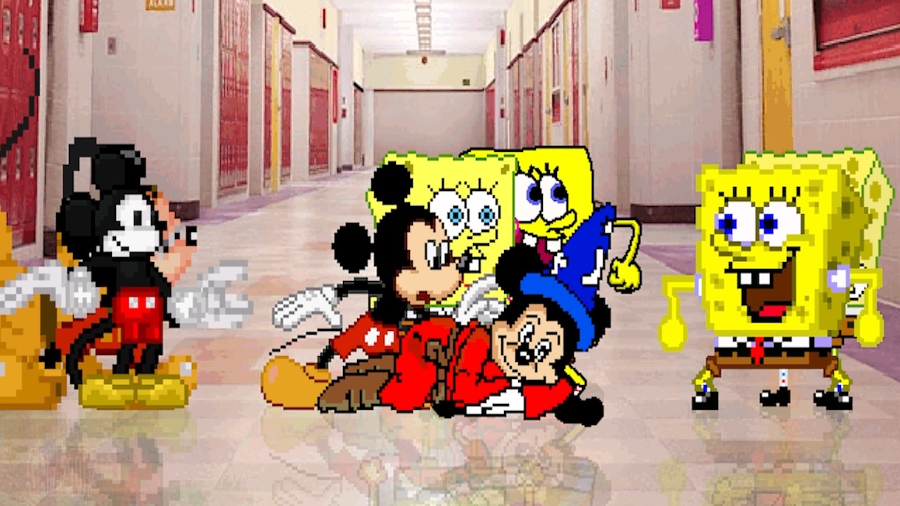 YOU SHOULD SEE THIS!  TEAM MICKEY MOUSE X4  VS  TEAM SPONGEBOB X4 | RACE TO 3 WINS