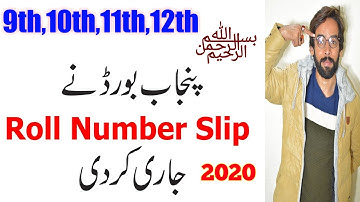 Metric Roll No Slip 2020 - Intermediate Roll No Slip 2020 - 9th,10th,11th,12th Roll No Slip 2020
